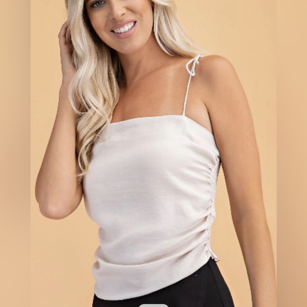 Anthropologie Elegant Cream Spaghetti Strap Top NWT